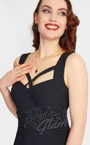 Voodoo Vixen Crossed Strap Pencil Dress in Black