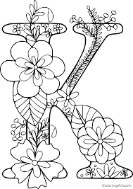 Letter k printable coloring worksheet and letter k coloring page for young kids, kindergarten, tooddler to print and color at www.morecoloringpages.com. Letter K With Flower Patterns Coloring Page Coloringall