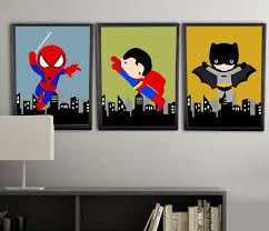 Super Heros Decor De Mur Mur Estampes Couleur Personnalisee Dans Votre Chambre Childs 3 Gravures Liv Superhero Wall Art Superhero Wall Decor Superhero Wall