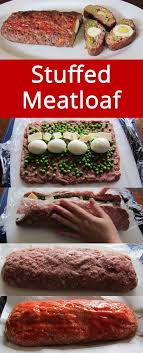 Stuffed Meatloaf Recipe With Eggs Peas And Cheese Recipe Recipes Meatloaf Recipes Mince Recipes