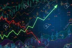 Business Chart Screen With Green Arrow Going Up Red Arrow Going
