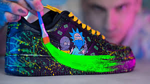 These are a sims 3 conversion, and they come in a bold black lined out with amazing lava red. Rick And Morty Air Force 1 Custom By Artist Youtube