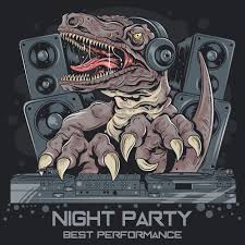 Dinosour Trex Dj Music Party Vector Premium Download Dj Dragon Artwork Music Party