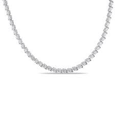 1 2 Ct T W Diamond S Tennis Necklace In Sterling Silver 17 Zales Diamond Tennis Necklace Tennis Necklace Silver Necklaces Women