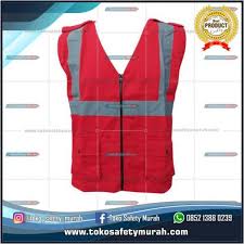 Bahan kemeja yang bagus dan berkualitas untuk konveksi. Rompi Staff Bahan Drill Merah Dua Kantong Zipper Bahan Bagus Tidak Panas Jual Alat Pelindung Diri Apd Alat Keselamatan Kerja K3 Toko Safety Murah