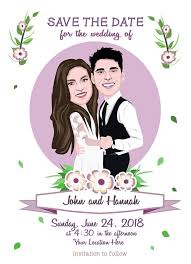 Custom Wedding Invitation From Your Photos Caricature Save Etsy In 2020 Cartoon Wedding Invitations Custom Wedding Invitations Portrait Invitation