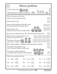 Counting coins in a group. Money Word Problems 1 2nd Grade 3rd Grade Math Worksheet Greatschools