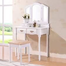 Costway White Vanity Jewelry Makeup Dressing Table Stool 4 Drawer Walmart Com Vanity Mirror Vanity Set Dressing Table With Stool
