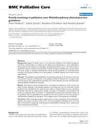 Pdf Family Meetings In Palliative Care Multidisciplinary Clinical Practice Guidelines