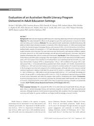Pdf Evaluation Of An Australian Health Literacy Program Delivered In Adult Education Settings