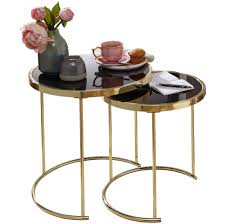 Passen couchtische in gold zu einem grauen wir können uns ein schwarzes ledersofa mit einem dunkelgrauen teppich und dem goldfarbenen. Design Satztisch Cora Schwarz Gold Online Kaufen