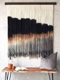Wall Hanging Fiber Art Modern Art Tapestry Wall Art Wall Accessories Yarn Wall Hanging Woven Tapestry Home Accent Macrame Dip Dyed Macrame Wall Art Wall Accessories Tapestry Wall Art