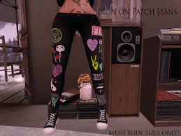 It saves the environment and your patching jeans is not a difficult task, even when there is no sewing machine at hand. Second Life Marketplace Leviosa Iron On Patch Skinny Jeans Hourglass Physique Belleza Maitreya Grunge Pastel Goth