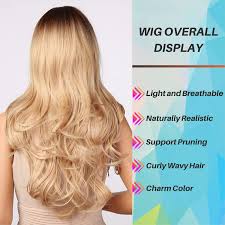 Brown hair pretty girls with curtain bangs. Buy Honygebia Blonde Wig With Bangs Long Wavy Ombre Curtain Bang Wigs For White Women Light Ash Blond Dark Roots Synthetic Heat Resistant Hair Natural Cute Strawberry Wigs For Everyday Party Cosplay Online