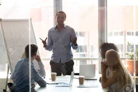 African American Male Speaker Make Flip Chart Presentation In