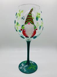 Gnome Wine Glass Hand Painted Wine Glasses Diy Painted Wine Glasses Christmas Christmas Wine Glasses Diy