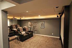 Modern home theater with an extraordinary lighting system. 10 Awesome Basement Home Theater Ideas