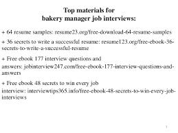 bakery manager resume sample pdf ebook