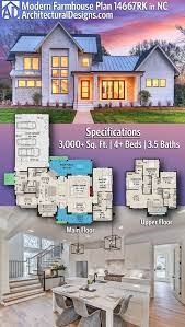 Plan 14667rk Modern Meets Farmhouse With Optional Rear Garage Door To Outdoor Living Farmhouse House House Plans Farmhouse Sims House Plans