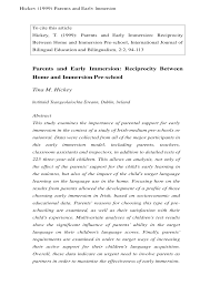 As well as how much work Pdf Parents And Early Immersion Reciprocity Between Home And Immersion Pre School