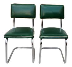 Target / furniture / retro metal kitchen chairs. Vintage Chrome Kitchen Chairs Green A Pair Chairish