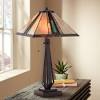 The sculptural base and shade design of this floor lamp perfectly express the exquisite craftsmanship of the mission style. 1