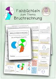 faltbuchlein bruchrechnung mit allen wichtigen begriffen bruchrechnen matheunterricht mathematik