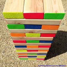 Do it yourself backyard jenga. How To Make A Colorful Outdoor Giant Jenga Game Garden Sanity By Pet Scribbles
