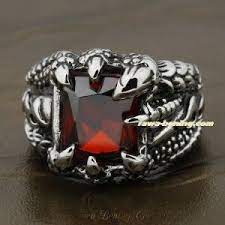 Cincin Tribal Motif 7 Cakar Naga Merah Cincin Cincin Pria Merah