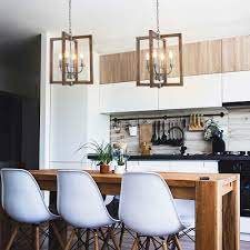 Whether you're enjoying a meal with family or entertaining your friends, we offer a complete menu of elegant dining room light fixtures to create the perfect atmosphere. Modern Farmhouse 4 Lights Faux Wood Pendant Lighting Fixture For Kitchen Island Dining Room W16 5 Xh20 Overstock 29817467