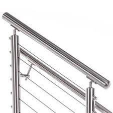Spaceup 2 step stainless steel handrail 59 x 35.4 stair railing 304 stainless steel for indoor and outdoor use metal hand rails for steps, silver. 2 Round Top Rail For 2 Round Stainless Steel Railing System