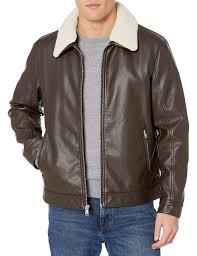 Tommy Hilfiger Classic Faux Leather Jacket With Removable Sherpa Collar In Dark Brown Cream Brown For Men Lyst