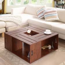 Zurifurniture.com has been visited by 10k+ users in the past month Square Crate Walnut Coffee Table With Open Shelf Storage And Flip Box Center Tray Insert With