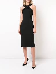 Layered Ruched Trim Is Crossed To Create A Unique Yet Alluring Crisscross Neckline Subtle Top Stitching Details Ever S Halterneck Dress Dresses Jason Wu Dress