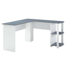 *tempered glass work surface *powder coated steel frame ships ready for easy assembly. Modern L Shaped Desk With Side Shelves Gray Techni Mobili Target