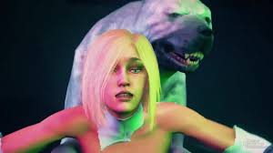 Riesiger Hund fickt süße Blondine in 3D-Porno