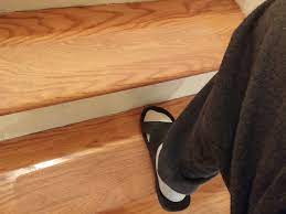 David Added Our Clear Grip Tape To Wood Stair Treads To Make Them Less Slippery Stairs Flooring For Stairs Wood Stair Treads