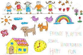 Kindergarten Children Doodle Pencil And Crayon Color Drawing Royalty Free Cliparts Vectors And Stock Illustration Image 47724610 Sharpen your pencils and learn how to capture the cuteness with a little bit of practice. kindergarten children doodle pencil and crayon color drawing