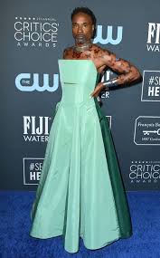 Billy Porter In Hogan Mclaughlin 2020 Critics Choice Awards In 2020 Red Carpet Fashion Fashion Strapless Dress Formal