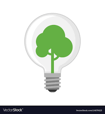 Cartoon Lamp Green Light Bulb Design Flat Vector Image