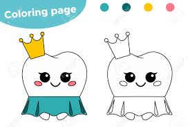 Coloring pages are fun for children of all ages and are a great educational tool that helps children develop fine motor skills, creativity and color recognition! Coloring Page For Children About Dental Hygiene Cute Kawaii Cartoon Princess Tooth Vector Illustration Royalty Free Cliparts Vectors And Stock Illustration Image 122705520