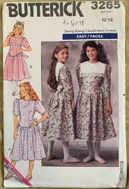 Vintage Butterick Pattern 3265, GIRLS' DRESS, CUT, Size 12-14