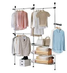 Kleiderstander Frg34 Garderobenstander Mit 3 Kleiderstangen Und 3 Korben Teleskop Garderobe Kleiderregal Kleiderstange