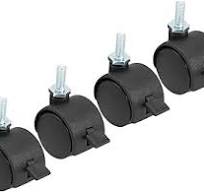 4-Pack 1.5 Inch Furniture Casters With Brake - Small Nylon Swivel Wheels For Cabinets, Bookshelves, Cribs, Tables