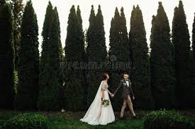 This wedding was seriously one of my favorites i have ever had the pleasure of photographing. Pretty Wedding Couple Poses In A Green Spring Garden Stock Image Image Of Green Beautiful 107529067