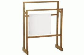Mdesign large freestanding towel rack holder with storage shelf. Ekoline Free Standing Wooden Towel Rail