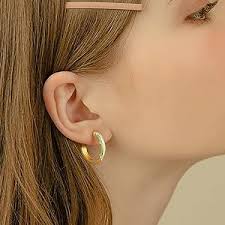 ELEBEST 14K Gold Hoops Earrings for Women Thick Huggie Hoop Earrings Shining Cubic Zirconia Hoop Earring Small Hoops Gold Jewelry for Womens 25mm