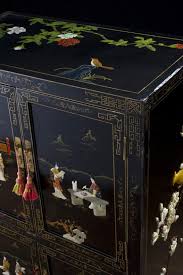 Only genuine antique chinese lacquer cabinets approved for sale on www.sellingantiques.co.uk Antique Chinese Cabinet Jade Inlaid In Relief A Unique And Ancient Black Lacquered Wood