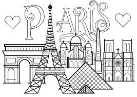 See paris colouring pages stock video clips. Paris Famous Monuments And Text Paris Adult Coloring Pages