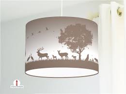 Kinderzimmer Lampe Wald Tiere In Grau Braun Aus Baumwollstoff Alle Farben Moglich Lamp Nursery Lamp Standard Lamps